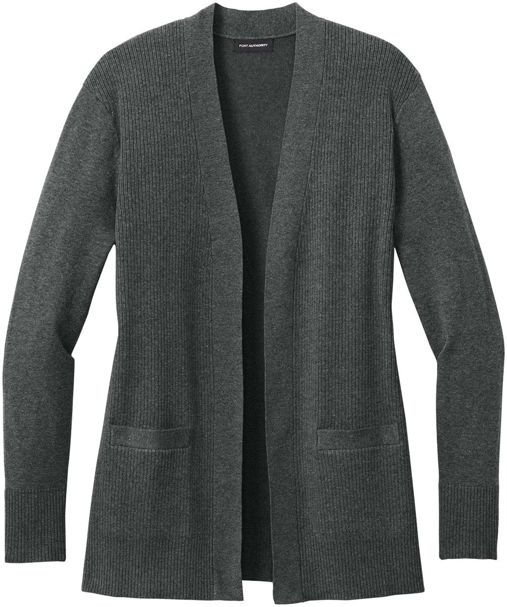 Ribbed open-front cardigan